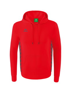 Erima Kapuzenpullover Essential Team Kapuzensweat (weiche Baumwolle, Rippbündchen) rot/grau Herren